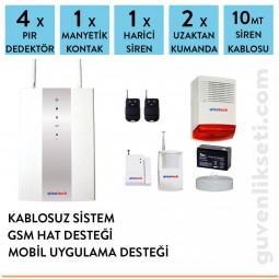 Wisetech 4 Dedektörlü Kablosuz Alarm Sistemi (Net/Gsm/Mobil) Wisetech 4 Dedektörlü Kablosuz Alarm Sistemi (Net/Gsm/Mobil)